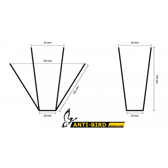 Anti-Bird 4 soros rozsdamentes acél galambriasztó tüske 50cm