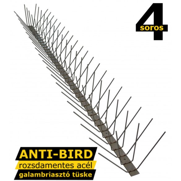 Anti-Bird 4 soros rozsdamentes acél galambriasztó tüske 1m